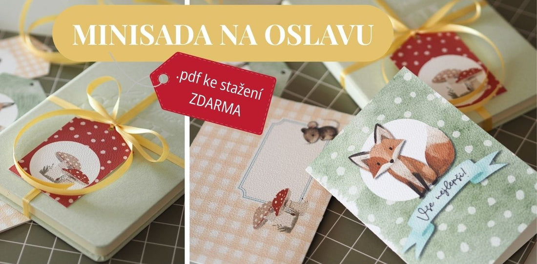 Mini sada na oslavu – PDF přání, obálka a visačky k vytištění