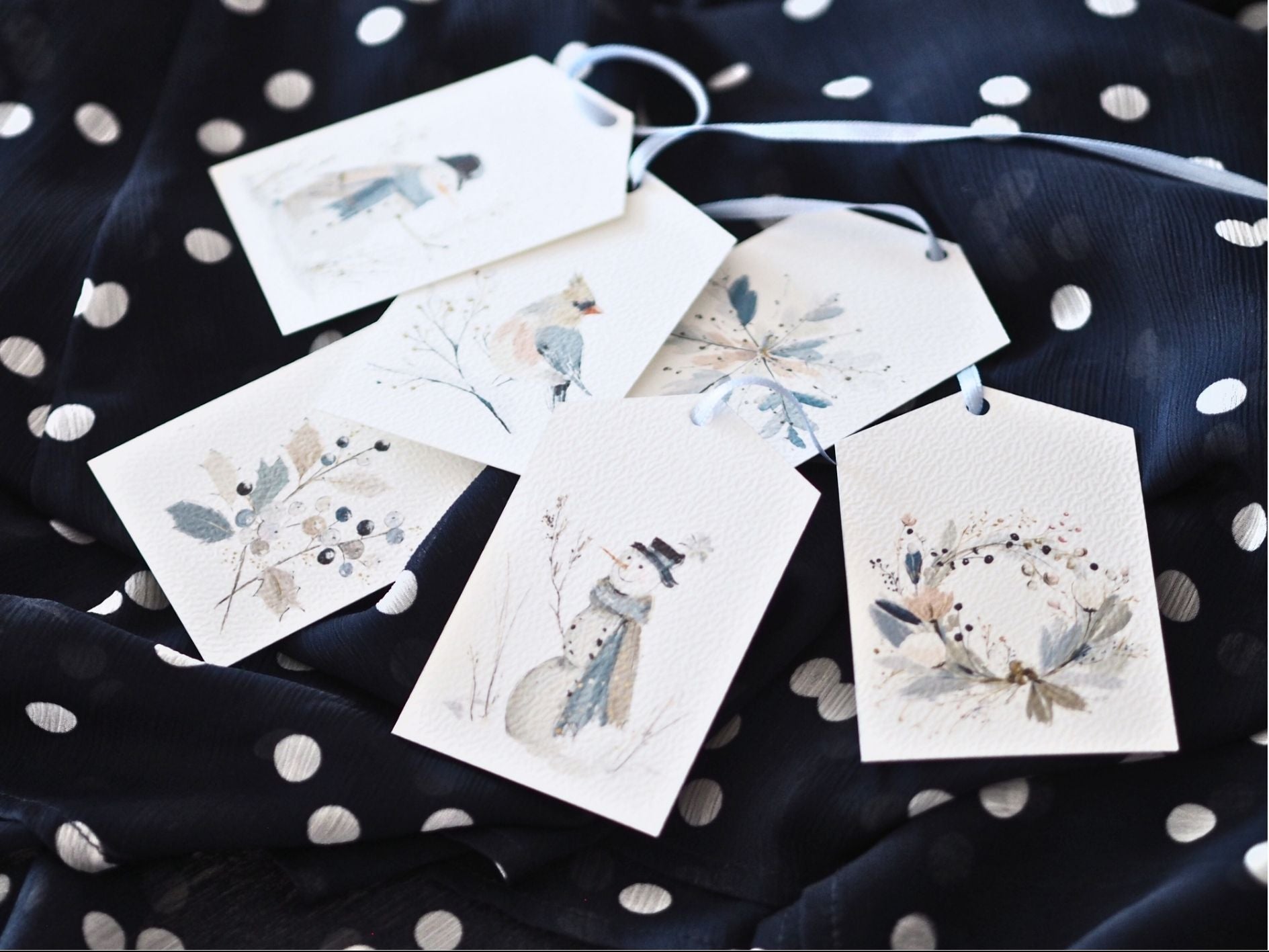 V zimní mlze – sada visaček k dárkům (6 ks) - varianta 1