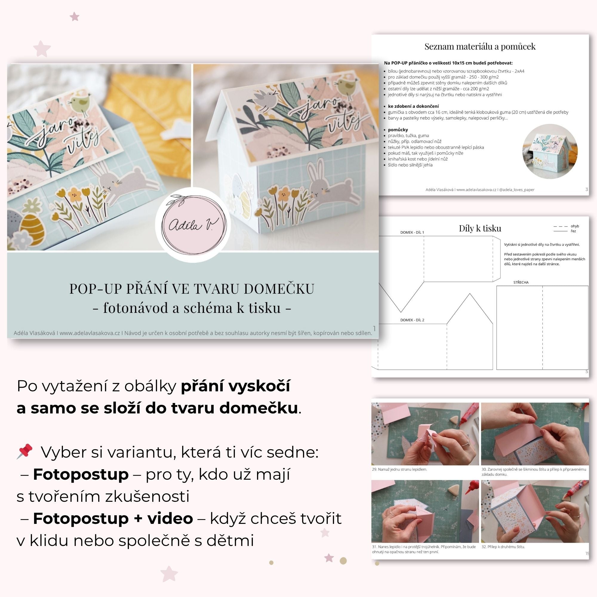 POP-UP PŘÁNÍ VE TVARU DOMKU - návod