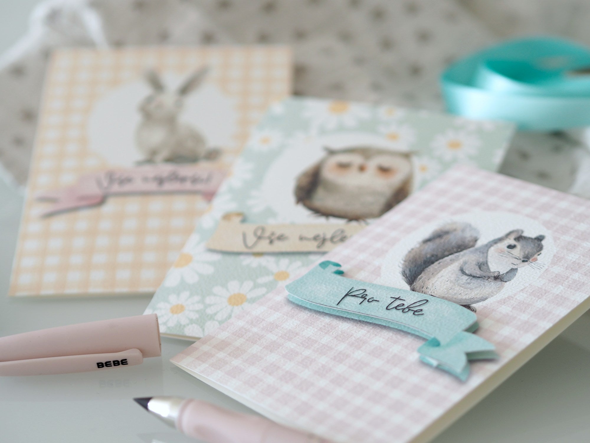 Přání Lesní přátelé pro holky, originální design s roztomilými zvířátky.