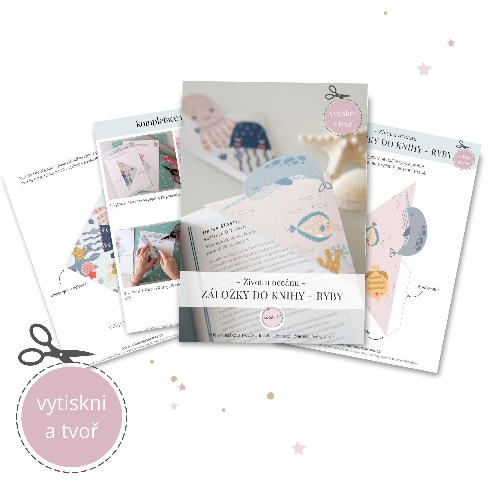 Letní tvoření pro děti – záložky s rybkami ve formátu PDF