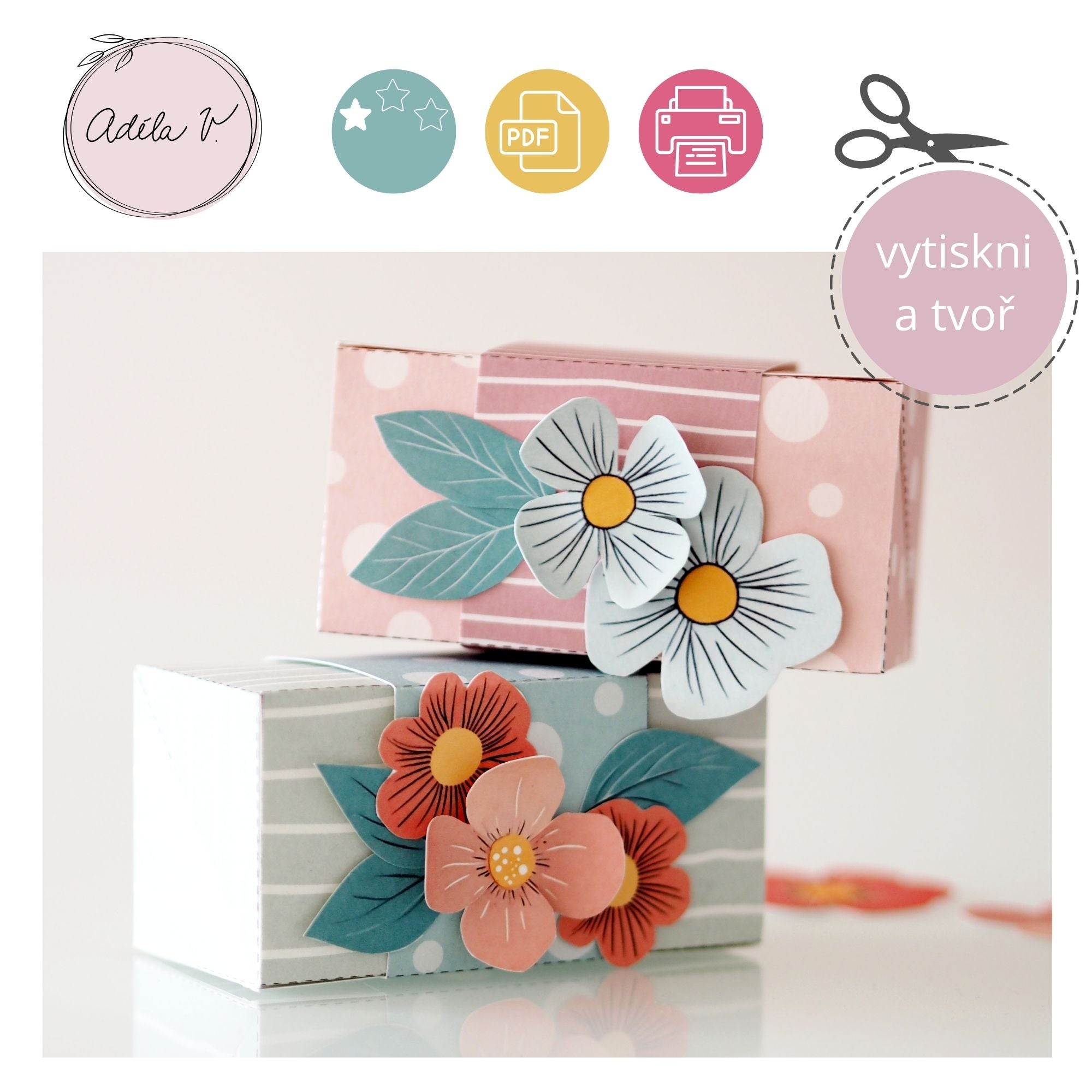 Elegantní krabička s manžetou – PDF šablona pro tisk a sestavení