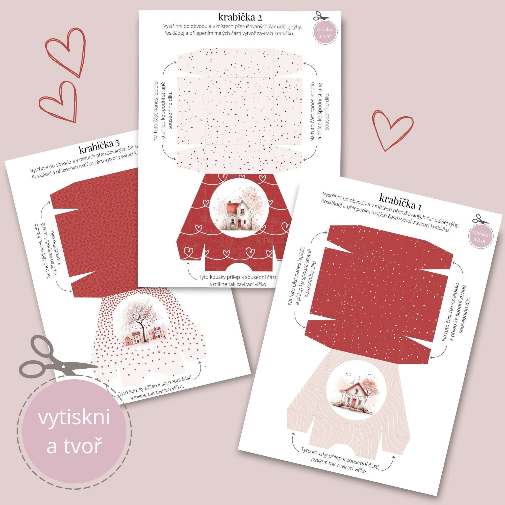 Tisknutelné krabičky na drobné dárky