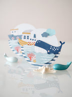 Kruhové přání s vlnami – letní tvoření z papíru k vytištění