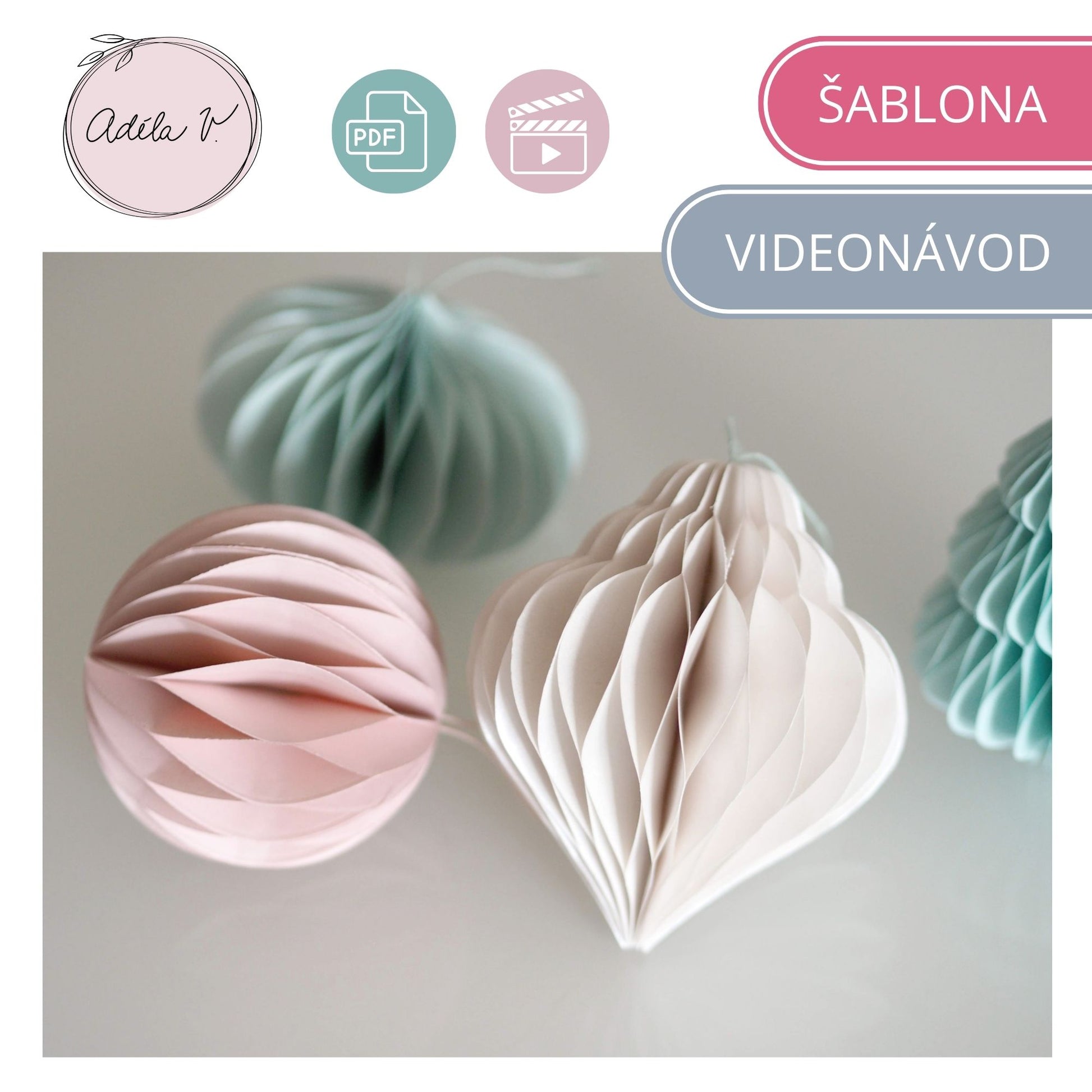 Návod + PDF šablony na lepené papírové ozdoby (4 tvary)