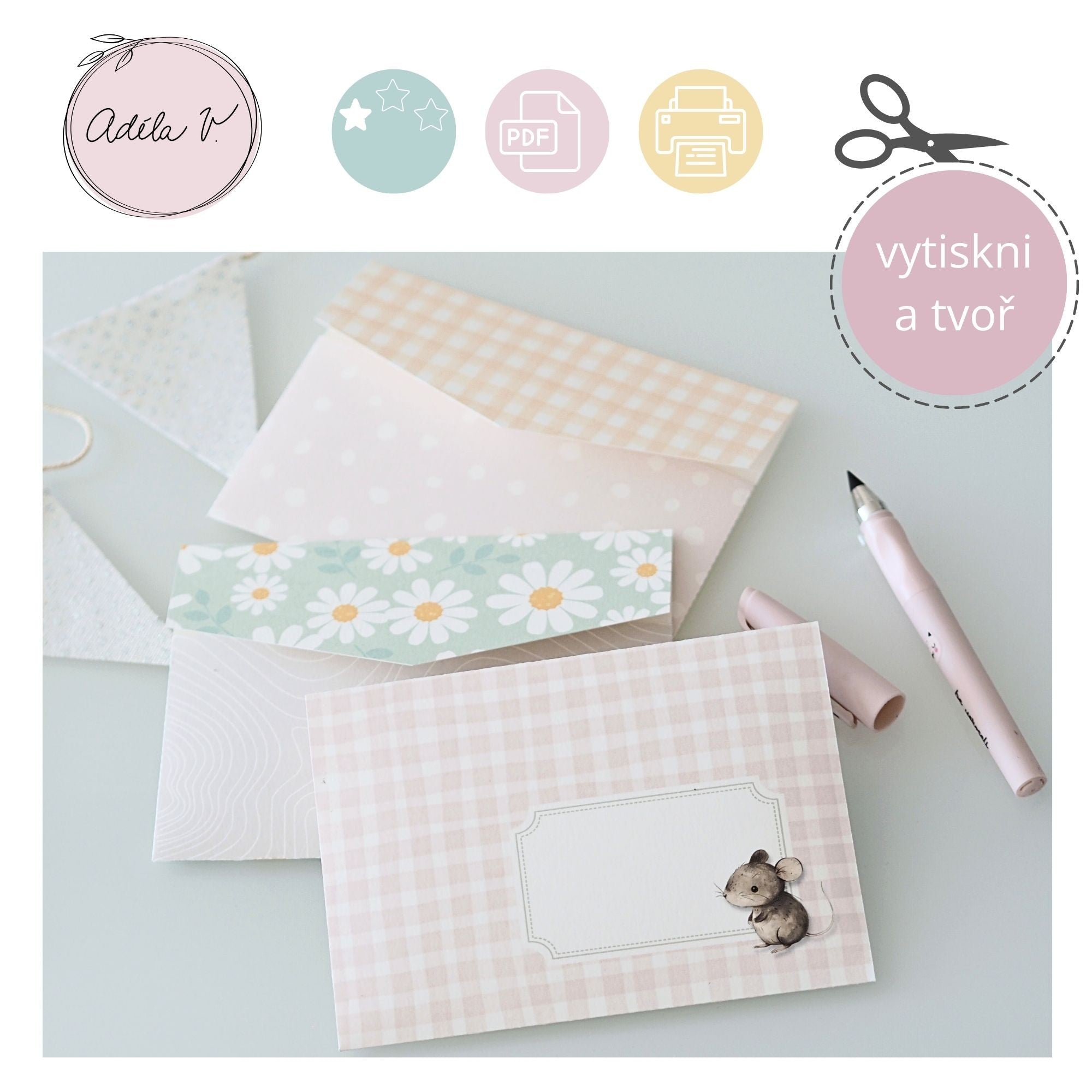 Sada 3 obálek k přáním pro holky.
