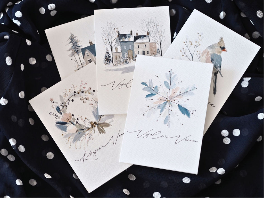 V zimní mlze – sada vánočních přání k tisku (5 ks) - varianta 2