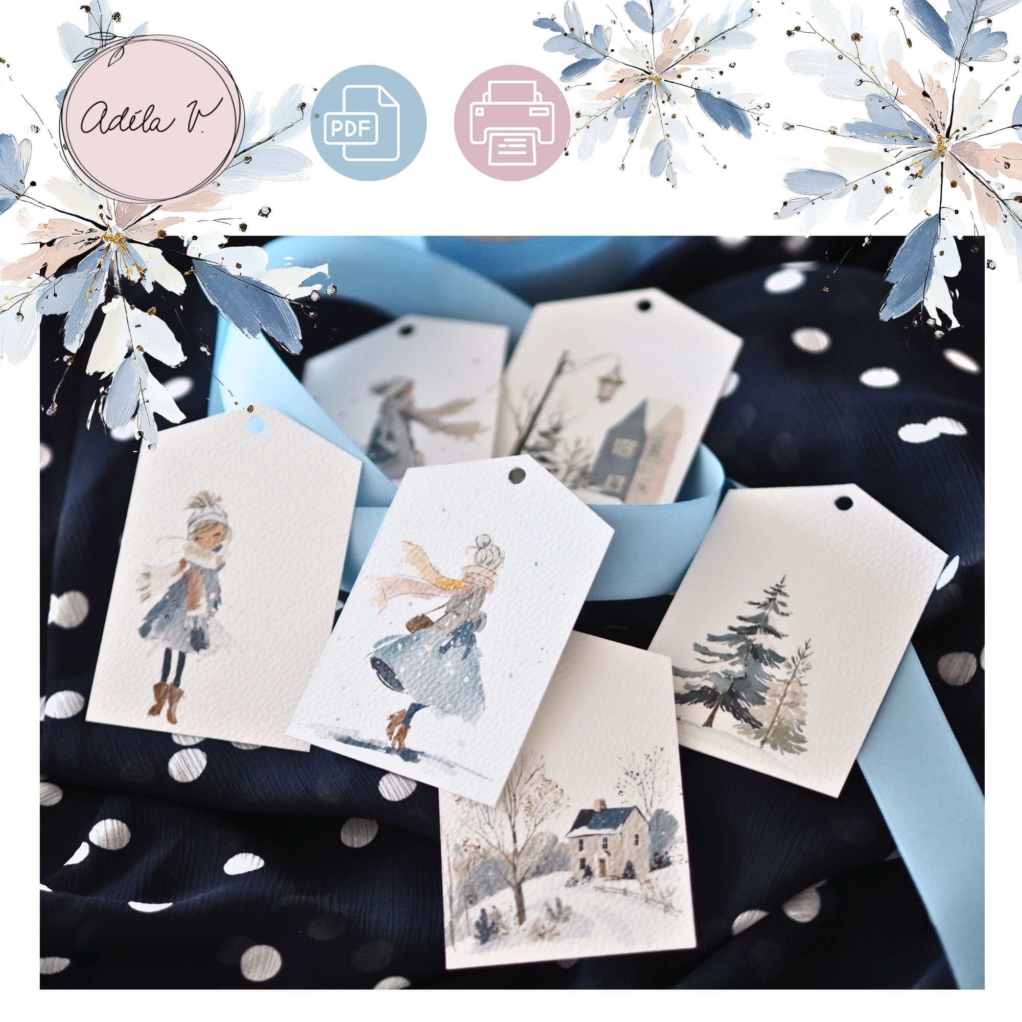 V zimní mlze – visačky na dárky - pdf k tisku - varianta 2