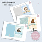 Klukovské narozeninové přání s lesními zvířátky – PDF k vytištění.