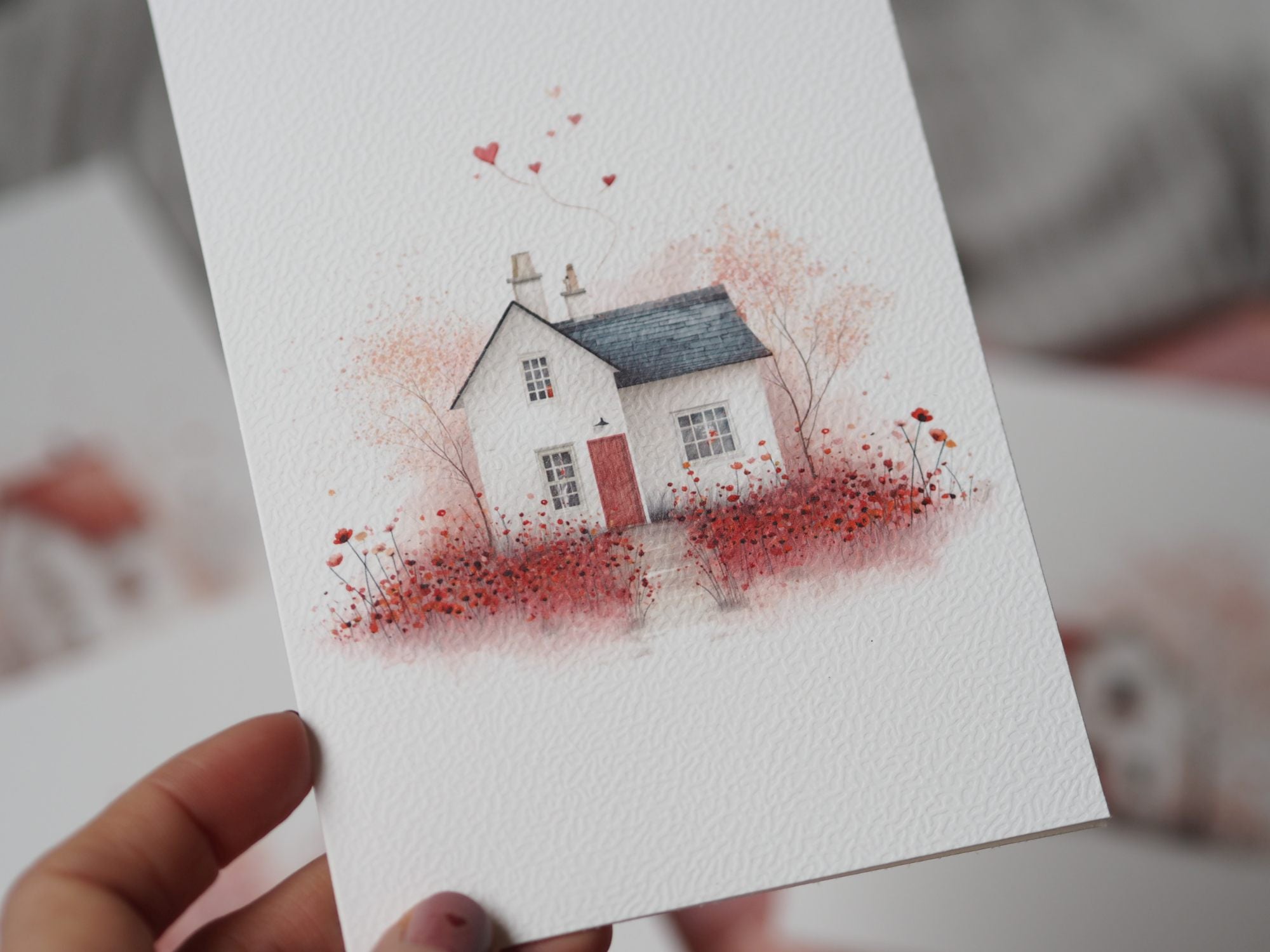 Valentýnská přání s domečky – sada 5 ks | PDF k tisku