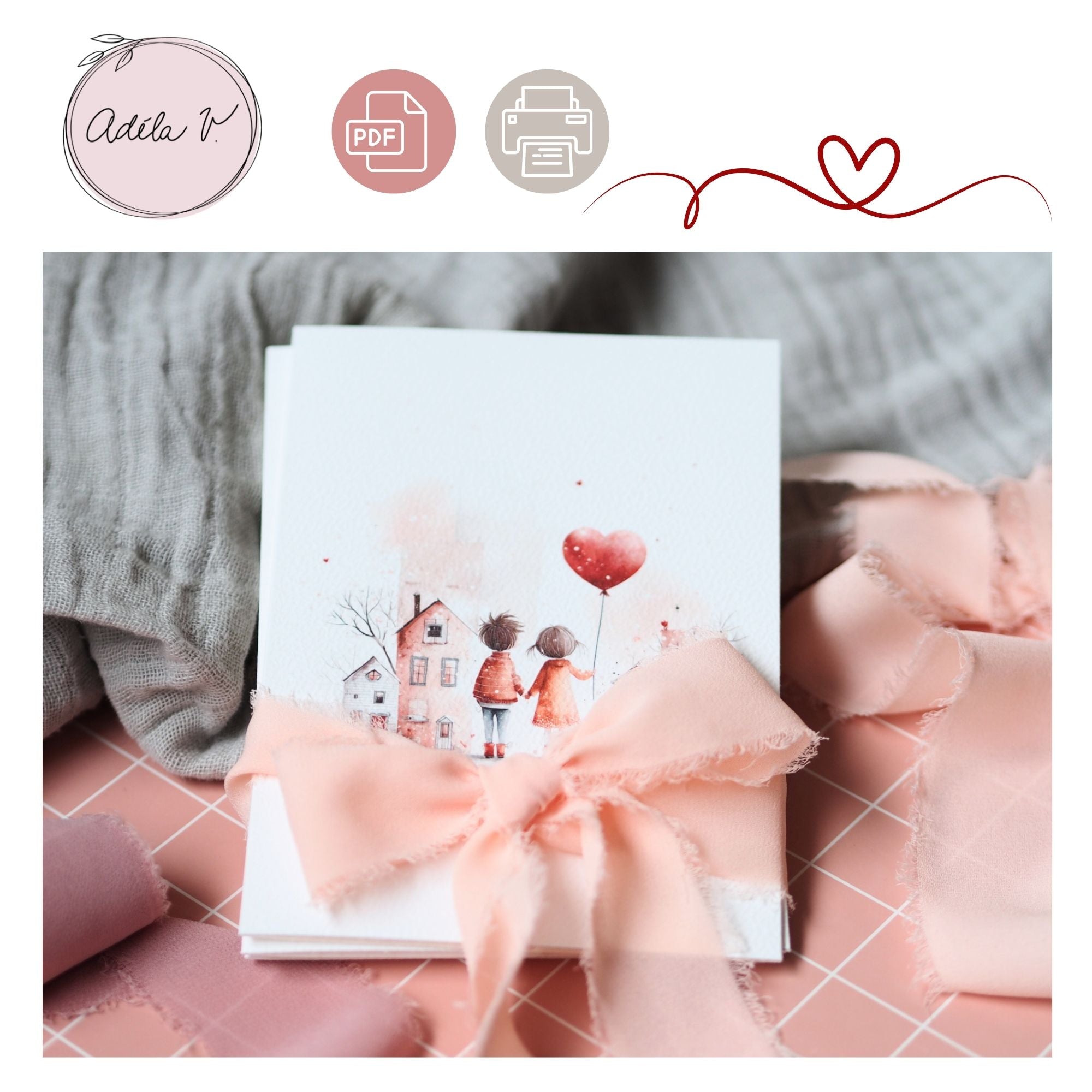 Valentýnská přání se zamilovanými dvojicemi | 5 ks | PDF k tisku