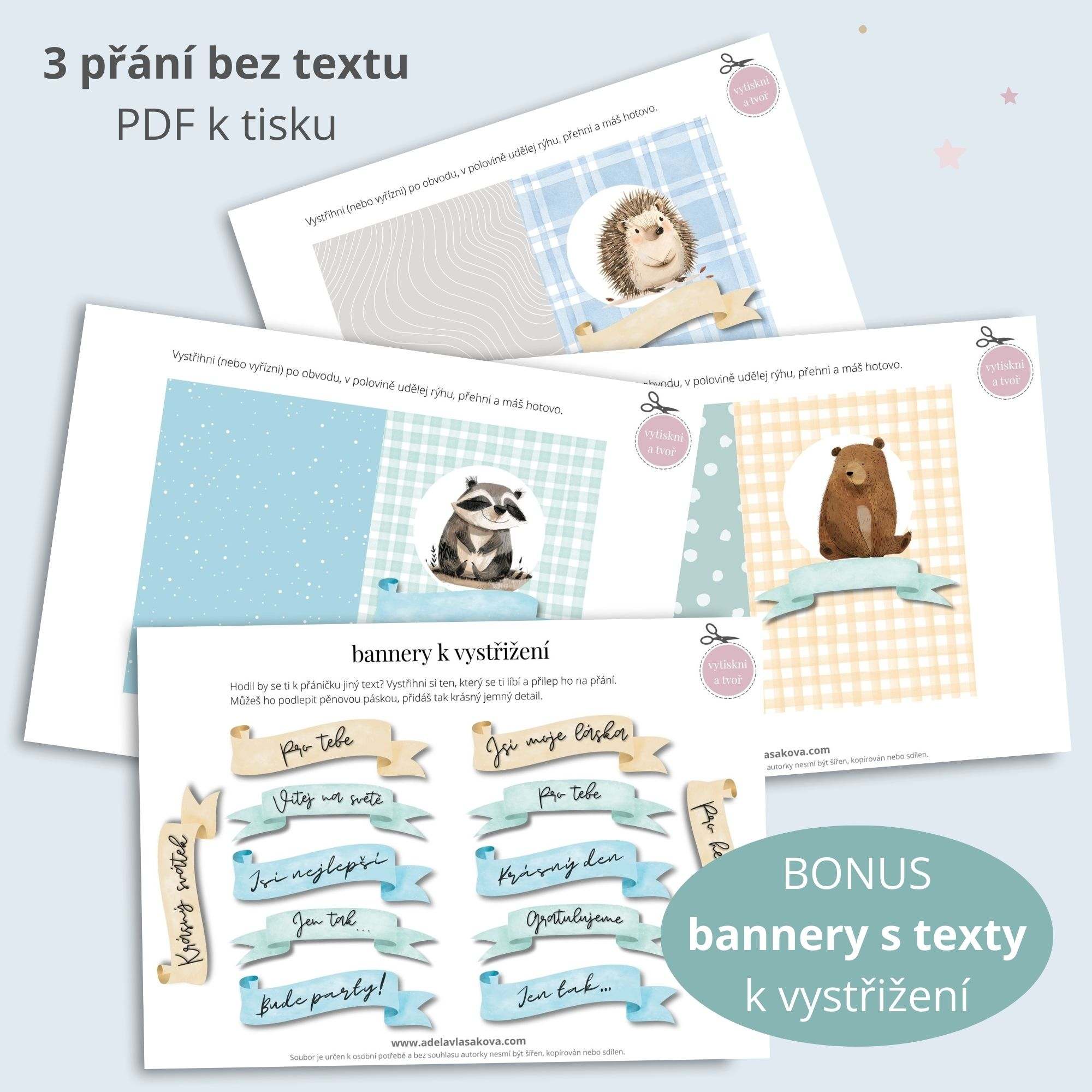 Lesní přátelé - PŘÁNÍ + OBÁLKY - pro kluky