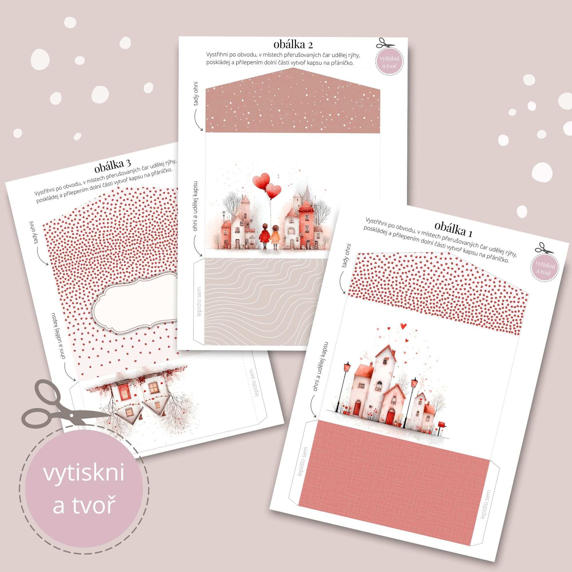 Tisknutelné obálky k valentýnským přáním