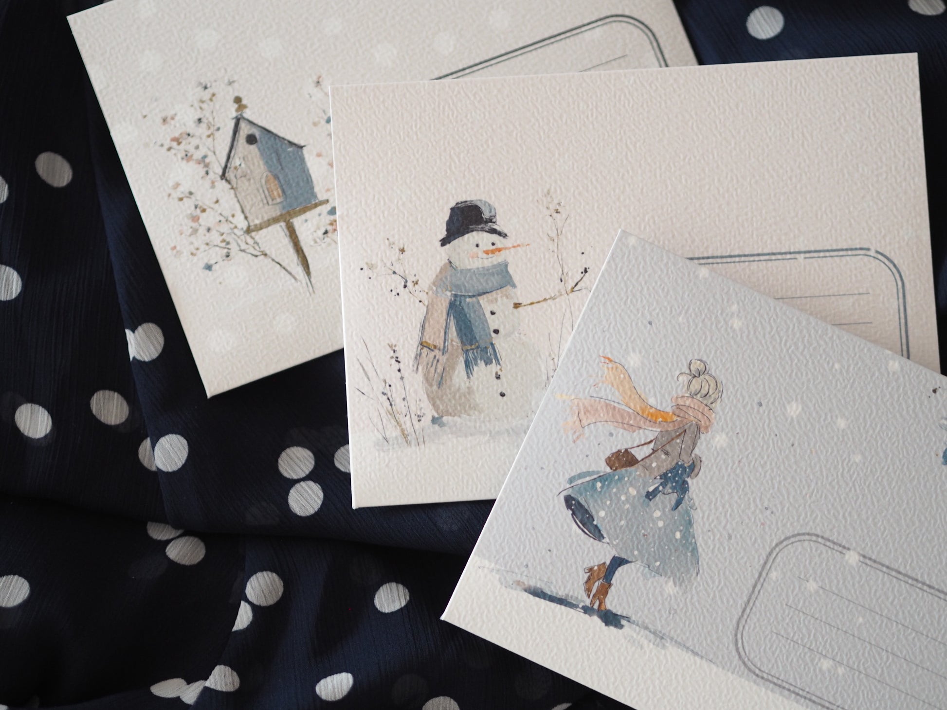 V zimní mlze – velká sada vánočních přání, obálek a visaček k tisku