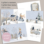 V zimní mlze – sada vánočních přání k tisku (5 ks) - varianta 1