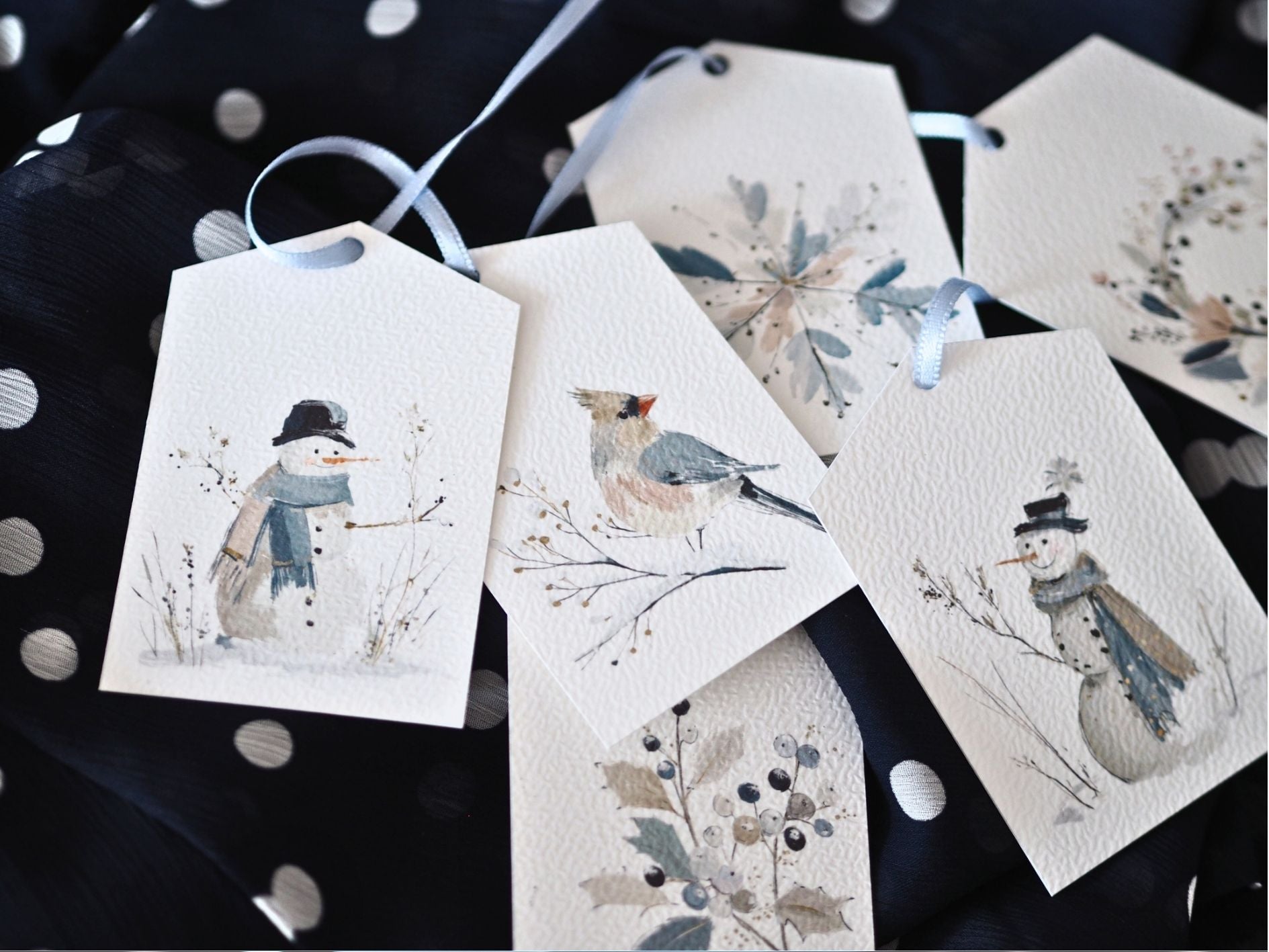 V zimní mlze – sada visaček k dárkům (6 ks) - varianta 1