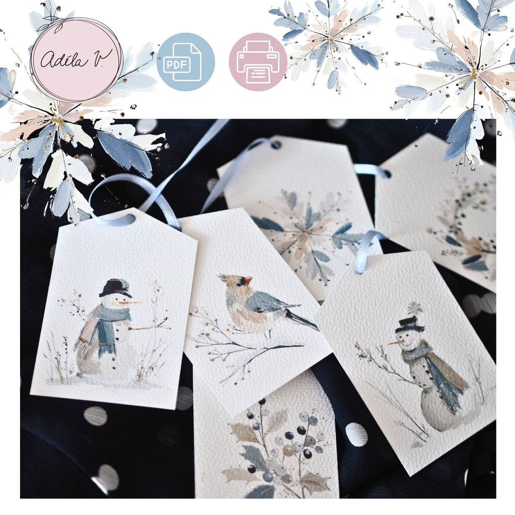 V zimní mlze – sada visaček k dárkům (6 ks) - varianta 1